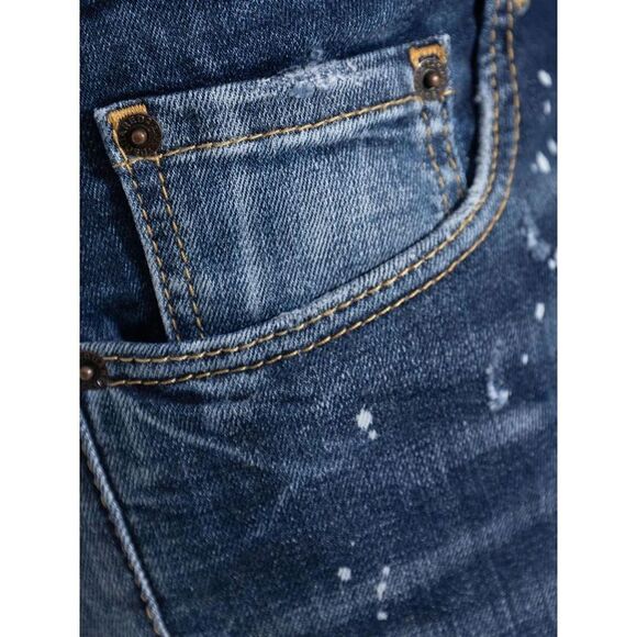 DSQUARED2 Men's Distressed Paint Splatter Jeans Men BLUE Pants - Picture 5 of 5